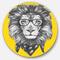 Designart - Lion with Glasses and Scarf' Disc Animal Metal Circle Wall Art
